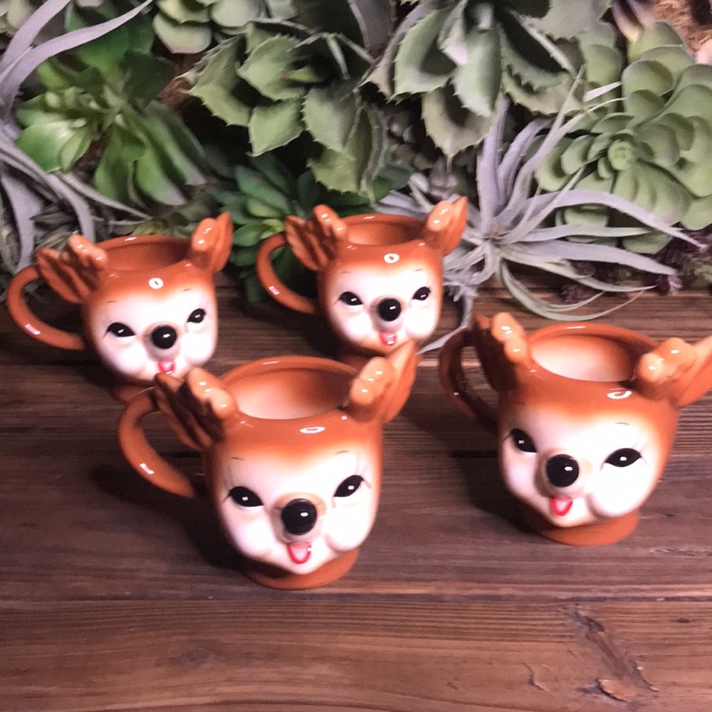 Pottery Barn Handcrafted Cute Cheeky Reindeer Holiday Mugs 12oz - Set of 4 - Picture 10 of 17